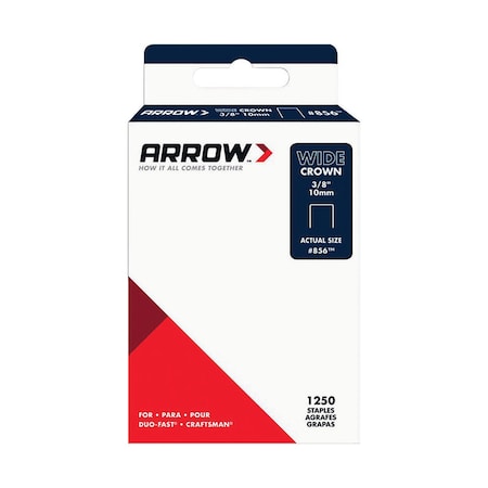 Arrow Fastener Arrow No 856 1/2 in. W X 3/8 in. L 18 Ga. Wide Crown Standard Staples 1250 pk 856SP